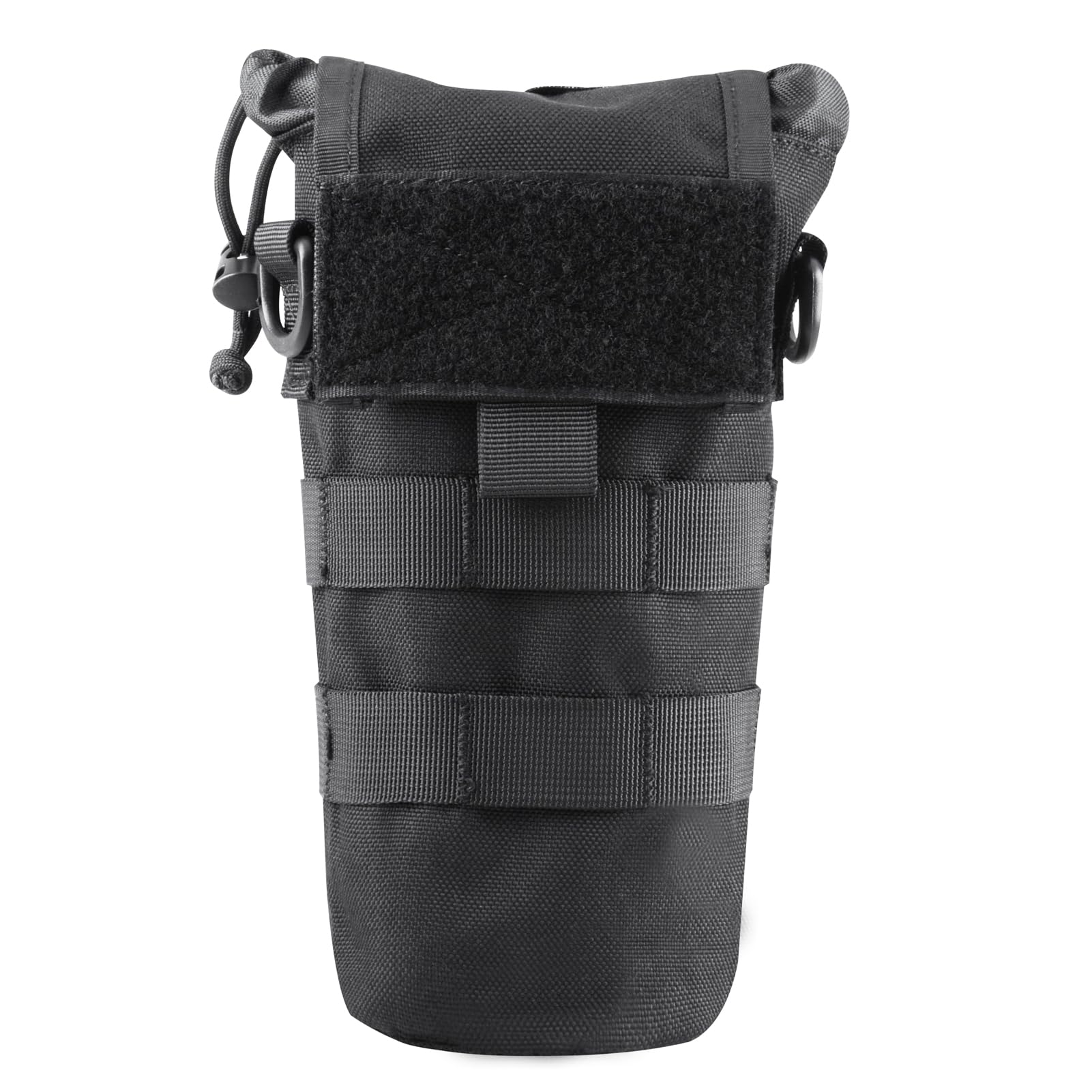 Azarxis Tactical Water Bottle Pouch, Molle Bottle Holder Holster Hydration Carrier Bag with Adjustable Drawstring Open Top for Military Vest Backpack Outdoor Cycling Hiking Camping Running (Black)