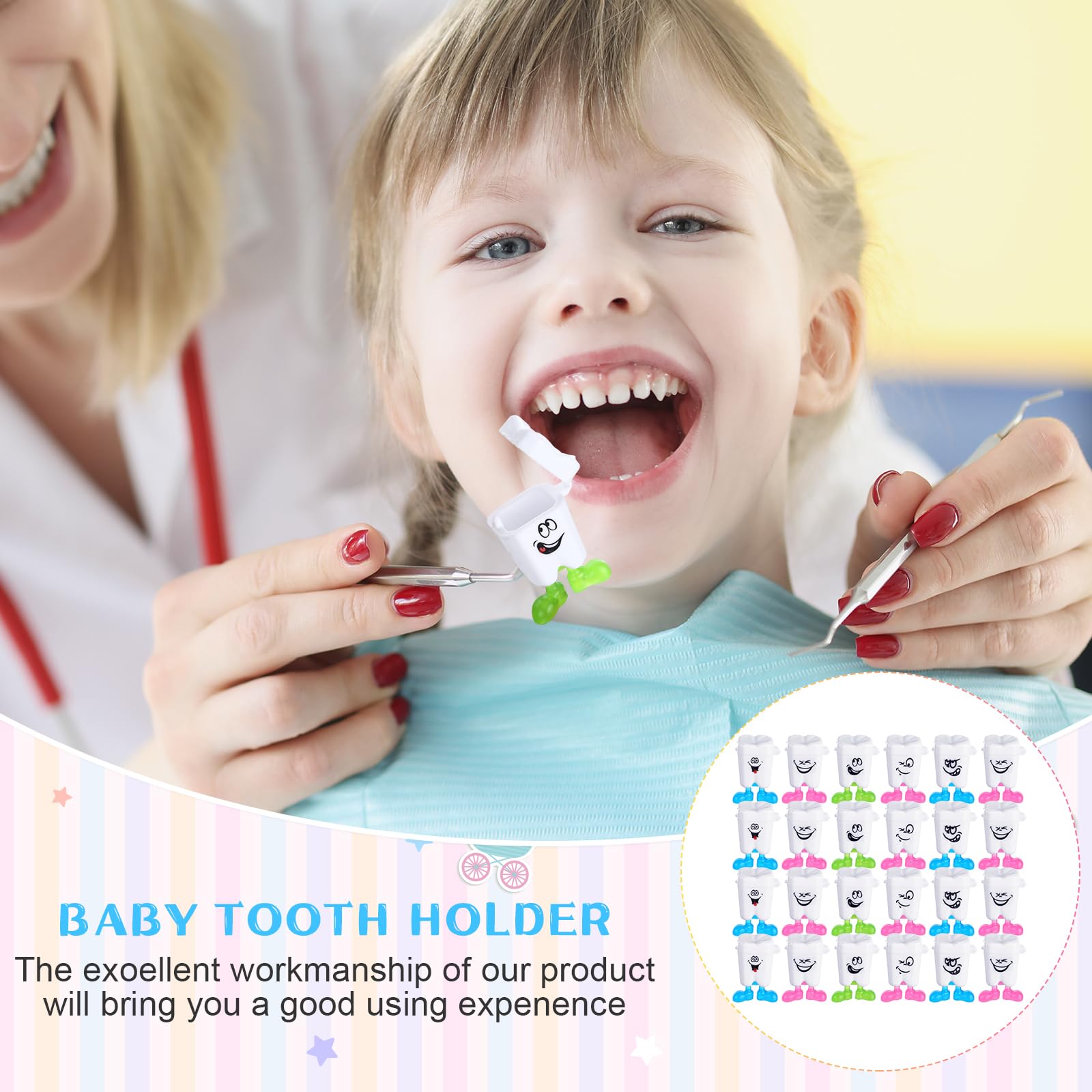 Yaomiao 30 Pcs Teeth Storage Box Lovely Baby Milk Tooth Organizer Container Teeth Saver Save Box with Expression Case Gift for Kids Child Keepsake Children