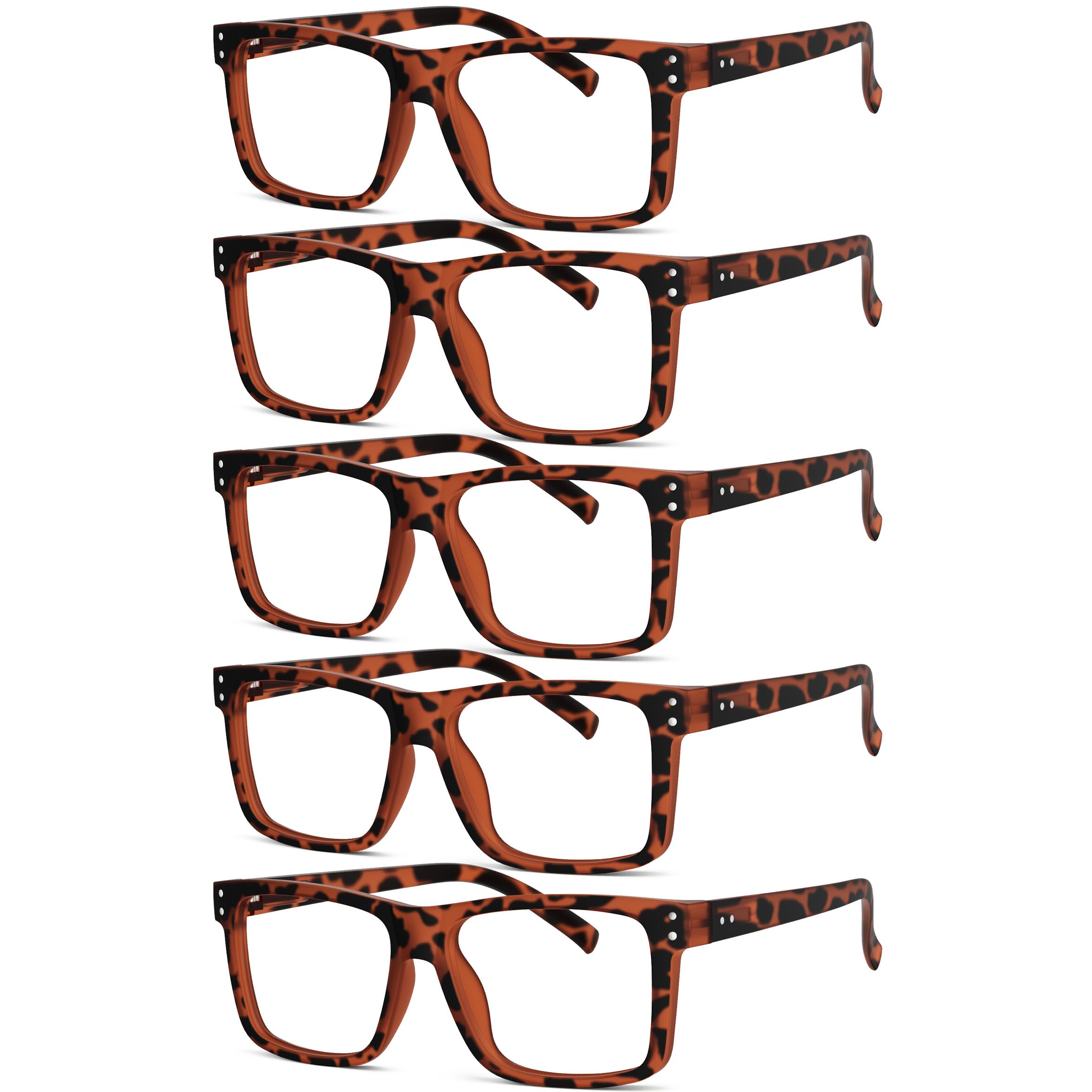 Eyekepper 5-pack Oversized Reading Glasses Square Large Frame Readers for Men and Women - Tortoise +2.25 Image