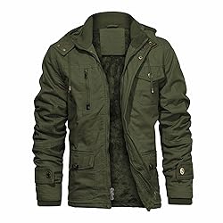 CHEXPEL Mens Cotton Military Jackets with Removable