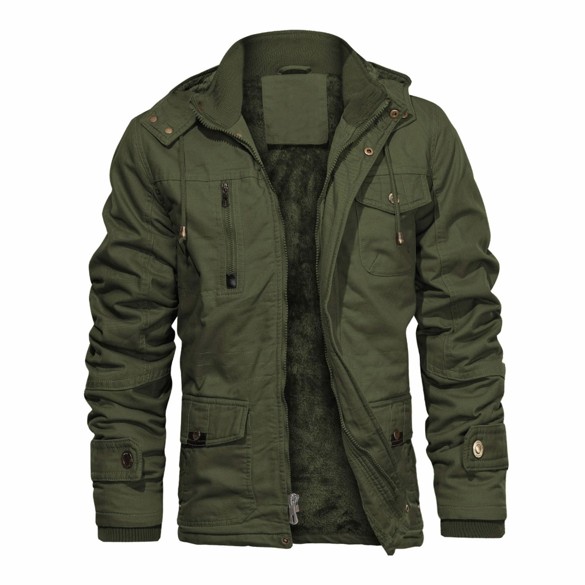 CHEXPEL Mens Cotton Military Jackets with Removable