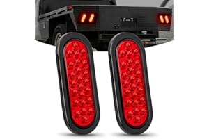 Nilight 6Inch Oval Trailer Tail Light 2PCS Red 24LED Stop Brake Turn Marker Lights w/Flush Mount Grommets Plugs IP67 Waterproof for 12V Truck ATV UTV Bus RV Camper