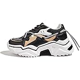 LUCKY STEP Women's Platform Colorful Fashion Sneakers Retro Colorblock Stylish Cute Chunky Dad Walking Shoes