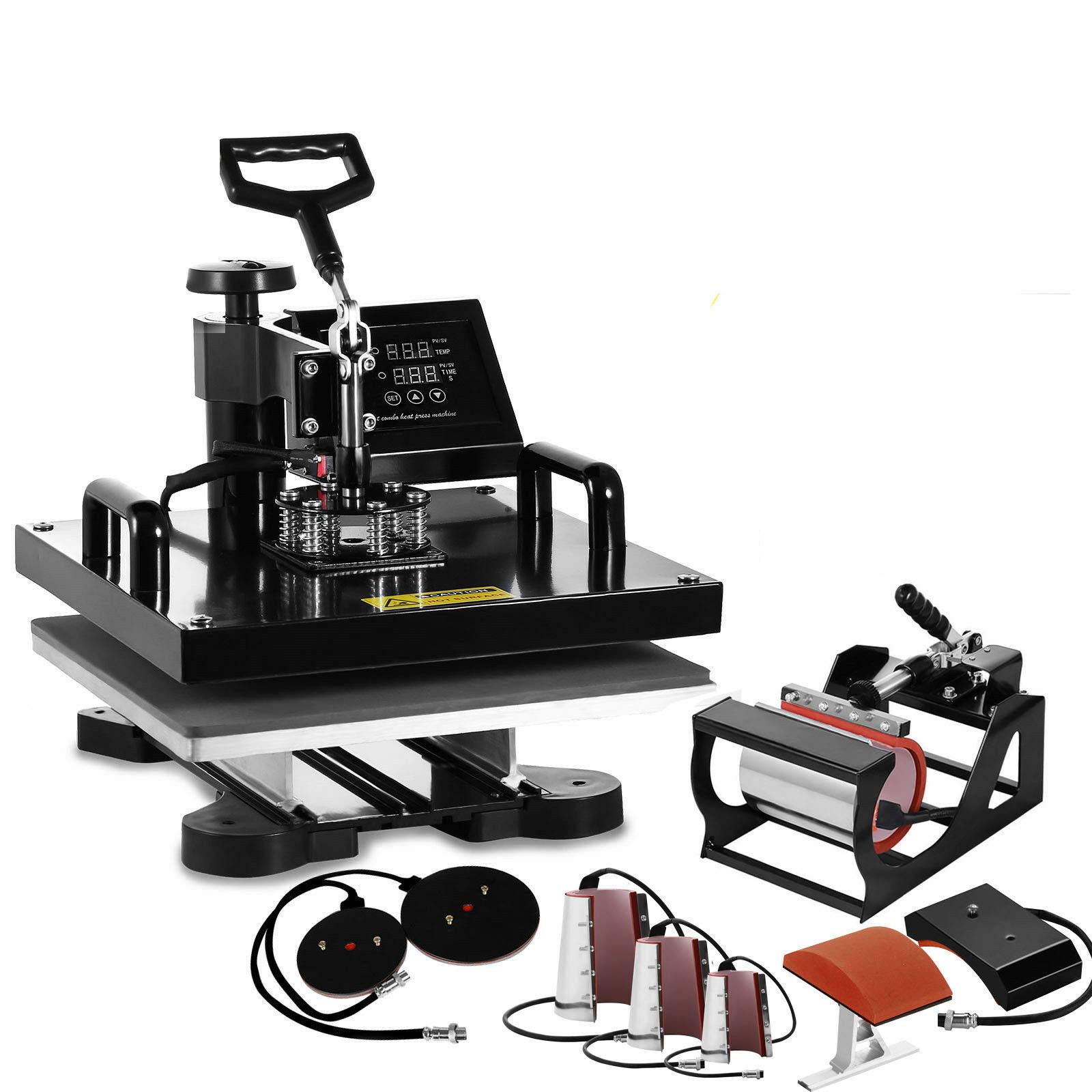 Tiziri Heat Press 15x15Inch 8pcs Heat Press Machine 1050W Multifunctional Sublimation Dual LED Display Heat Press Machine for t Shirts Swing Away Design 15X15Inch 8IN1 Presser