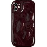 Caseative for iPhone 11 Case, Wine Red | Water Ripple Wave Meteorite Bubble Pattern Chrome Plating Soft
