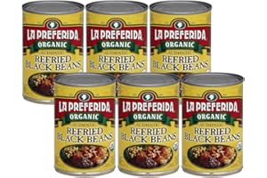 La Preferida Organic Refried Black Beans, 15 oz (Pack of 6)