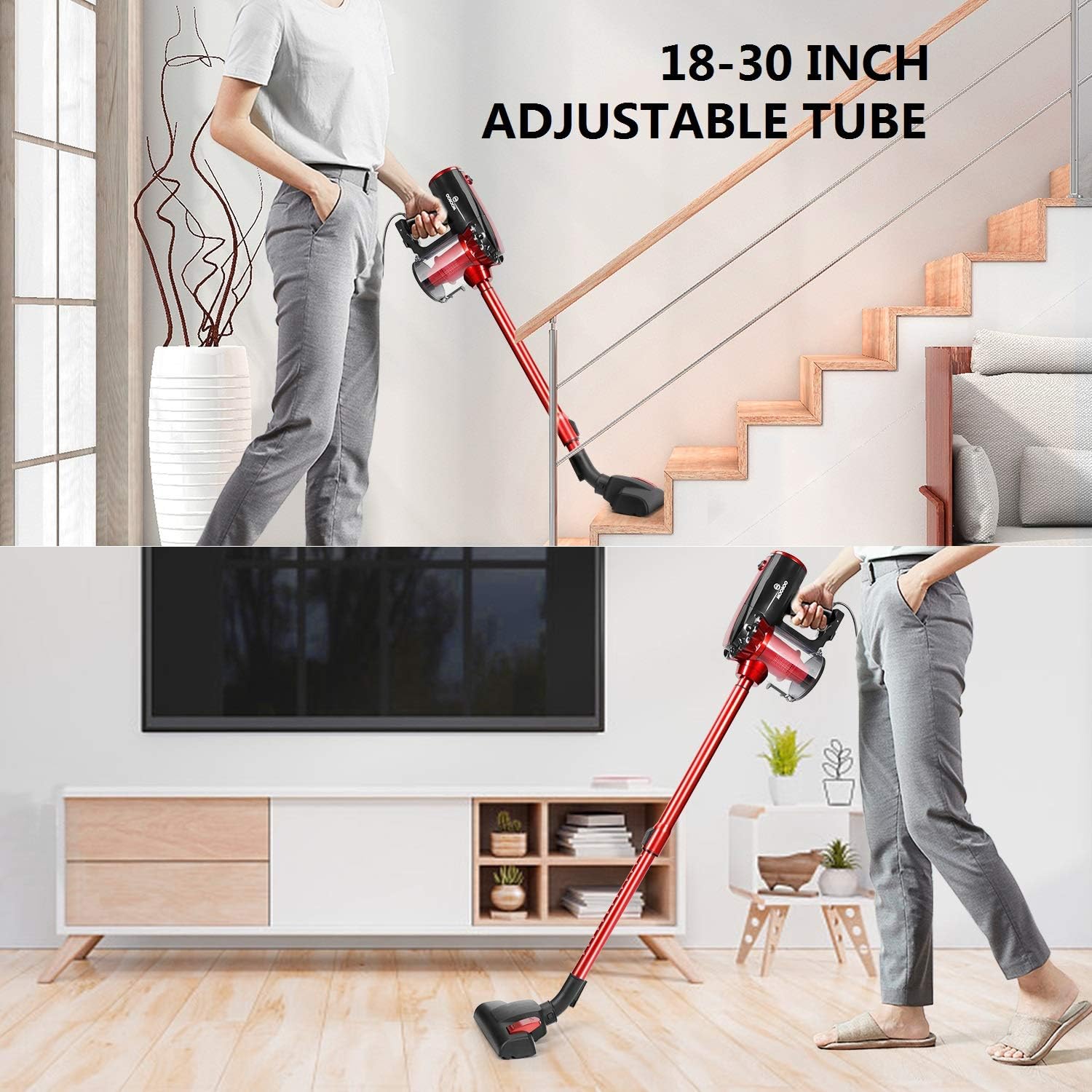 MOOSOO Vacuum Cleaner, 17KPa Strong Suction 4 in 1 Corded Stick Vacuum for Hard Floor with HEPA Filters, D600 -