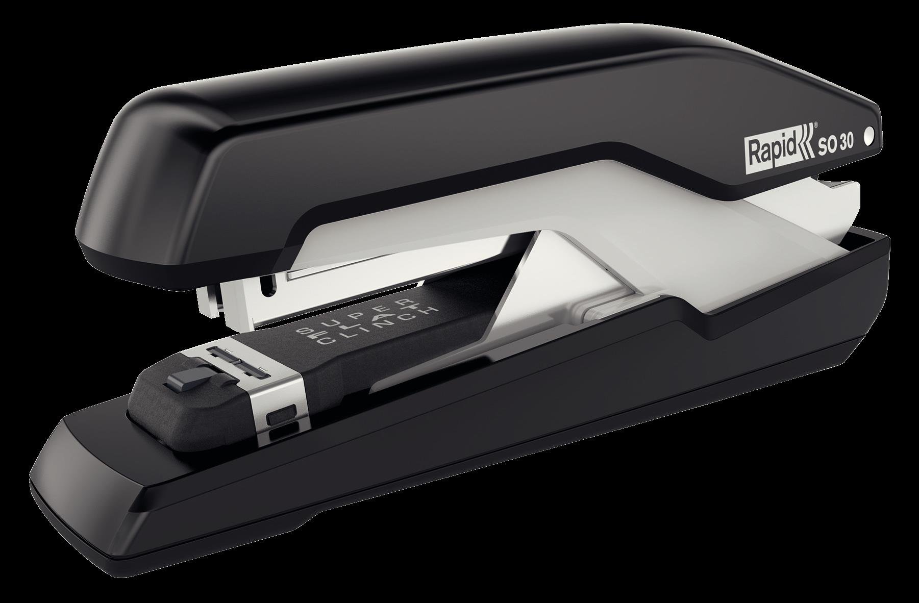 Rapid Supreme Omnipress SO30 Full Strip Stapler, 30 Sheet Capacity, Low Effort Stapling, Super Flat Clinch Stapling, Includes Staples, Black/Grey, 5000546