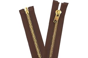 Mandala Crafts 32 Inch Metal Heavy Duty Zippers - #10 Brown Tape Antique Brass Metal Separating Zippers for Sewing Jacket Coat Upholstery