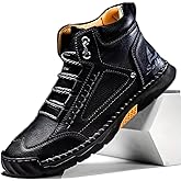 YILAF [Spacious] Boots for Men Waterproof – Leather Boots Mens Hiking Work Shoes, Comfortable Outdoor Boots with Arch Support, Non-Slip Trekking Boot for Daily Wear