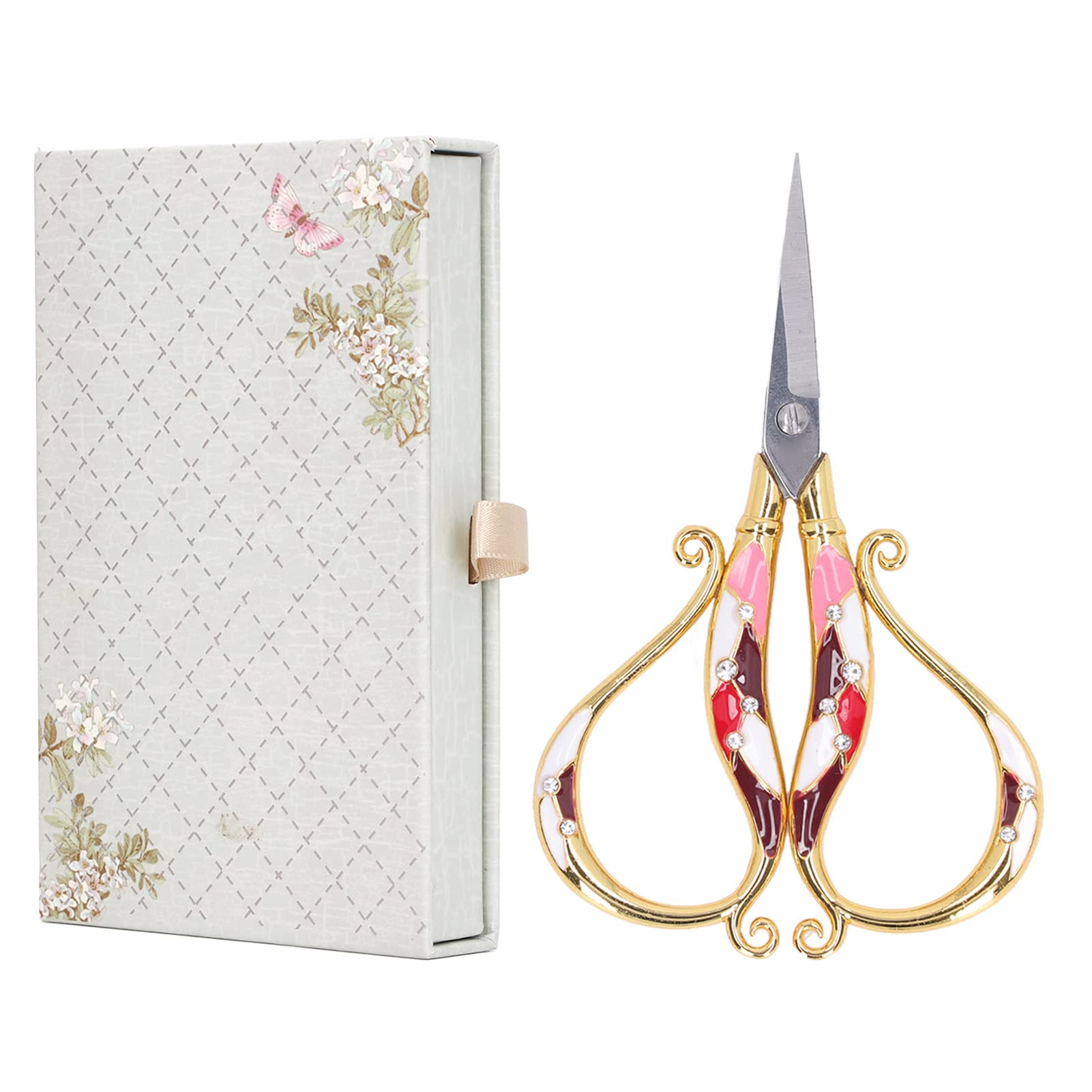 Vintage Embroidery Scissors, Vintage European Style Stainless Steel Flower Scissors for Sewing Scrapbooking Crafts Embroidery