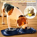 Hubulk 2 Stainless Steel Pet Bowls No Spill Non-Skid Mat Medium Navy view 6