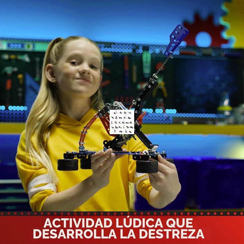 Meccano Maletín de construcción - Estuche de construcción 5 en 1 Vehículos, Robot, Torre Eiffel - 437 piezas, herramientas, instrucciones - Kit Actividad Montaje - Juguete infantil de 10 años y