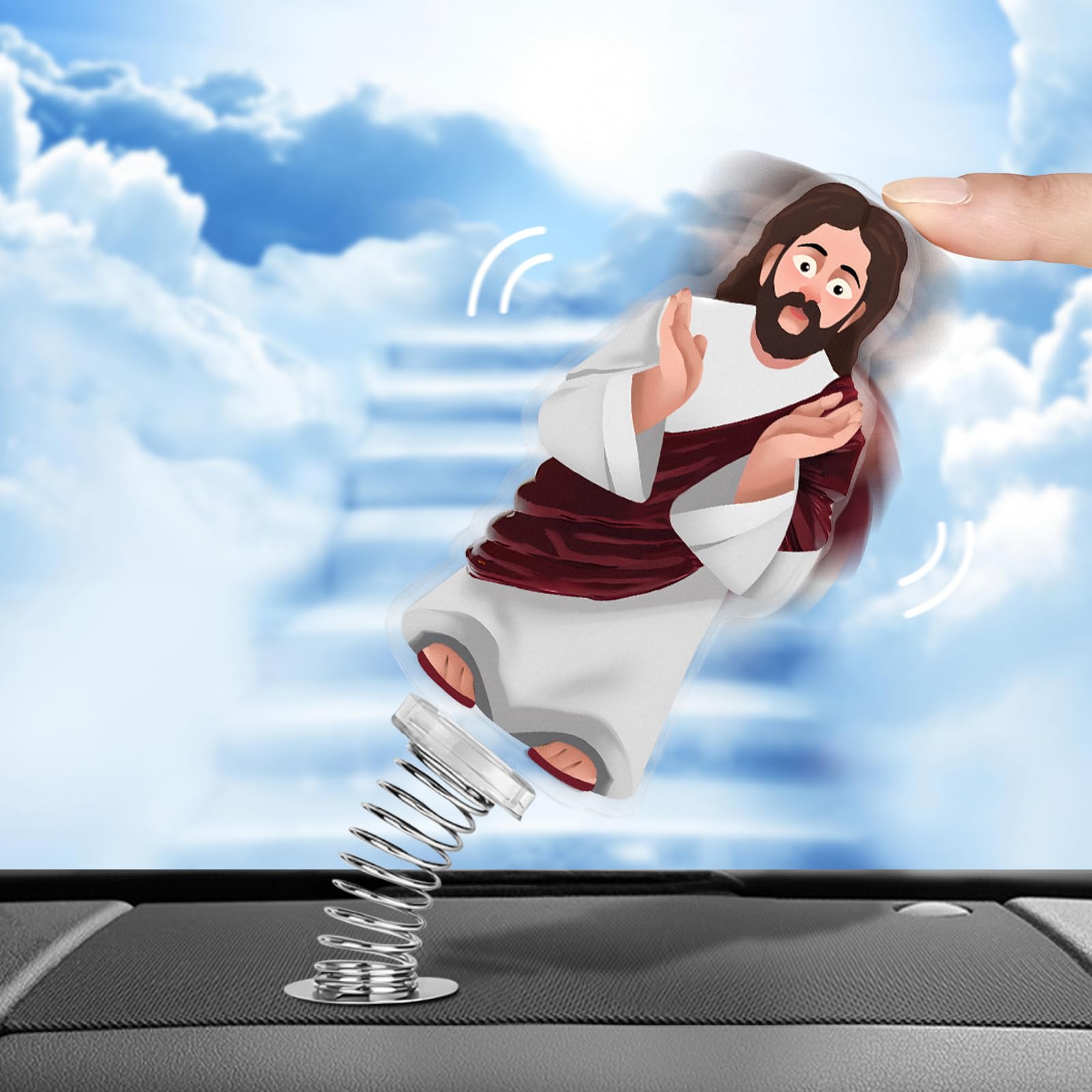Photo 1 of Jesus Car Accessories Dashboard Decorations, Shaking Jesus Dashboard Ornament Made of Acrylic, Religious Auto Interior Decor for Christian Believers, Spiritual Desk Decoration, Prayer Gift