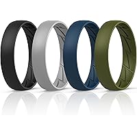 ThunderFit Men's Silicone Wedding Bands 7-Pack - 8.7mm Wide Classic Design Rings