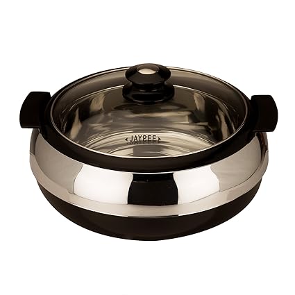 Jaypee Plus Glasserol Plastic Casserole, 1.2 Litres/21.5cm, Black