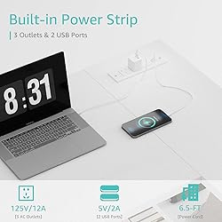 Lufeiya White L Shaped Computer Desk with Power