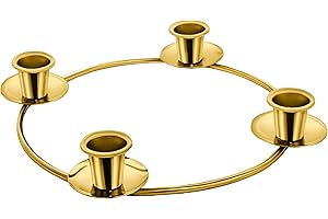 ELITE HOLIDAY PRODUCTS Advent Candle Holder for Advent Candles -Advent Ring for Tapper Candles - Advent Wreath Centerpiece Decorations Advent Season Décor - DIY Advent Wreath Candelabra (Gold Advent Candle Ring)
