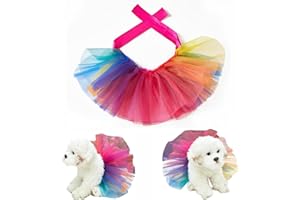 Dog Tutu Dress,Pet Gauze Dress,Handcrafted Rainbow Colors Mesh Tutu for Dogs, Pet Outfit Birthday Christmas Wedding Party Pho