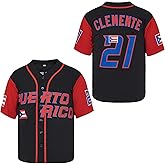 Youth #21 Roberto Clemente Baseball Jersey, Puerto Rico World Game Classic Kid Baseball Shirt Stitched