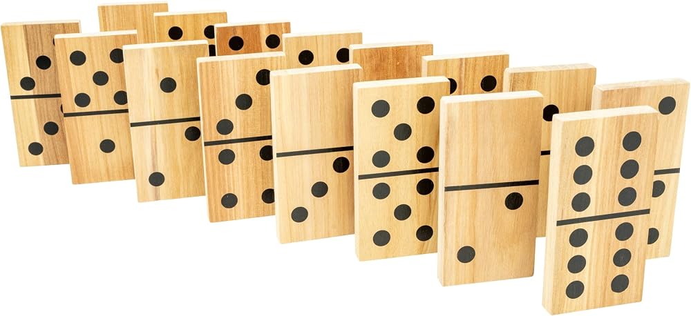 TP Toys Giant Wooden Dominoes Outdoor Family Game 28 Tiles FSC Wood