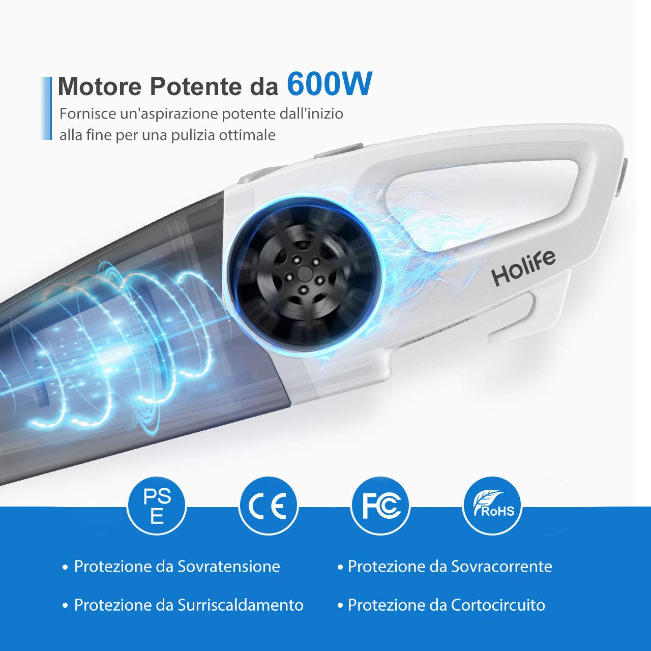 15KPA Aspiratore Potente Holife【2 in 1】Aspirapolvere Verticale 600W Scopa  Elettrica Aspirapolvere Portatile Leggero Bianco con Cavo Lungo 6M per Casa  Commercio, Industria e Scienza urban-earth.co.uk