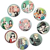 Punchi Cute Anime Button Pins (9 Pcs 1.73 inch) | Family Lapel Pin Badge, Party Supplies Cosplay Gift for Bag Backpacks Accessories Teens