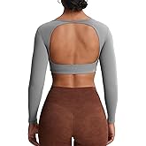 Aoxjox Workout Long Sleeve Crop Tops for Women Clarissa Backless Gym Cropped T Shirt Top