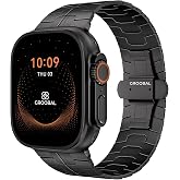 GROOBAL Grade 5 Titanium Band for Apple Watch Ultra 4/3/2/1 49mm &amp; Series 12/11/10 46mm, DLC Coating Anti-Scratch Ultra 3 Band with Small-Link for Precise Fit, Secure Butterfly Clasp Band for Men