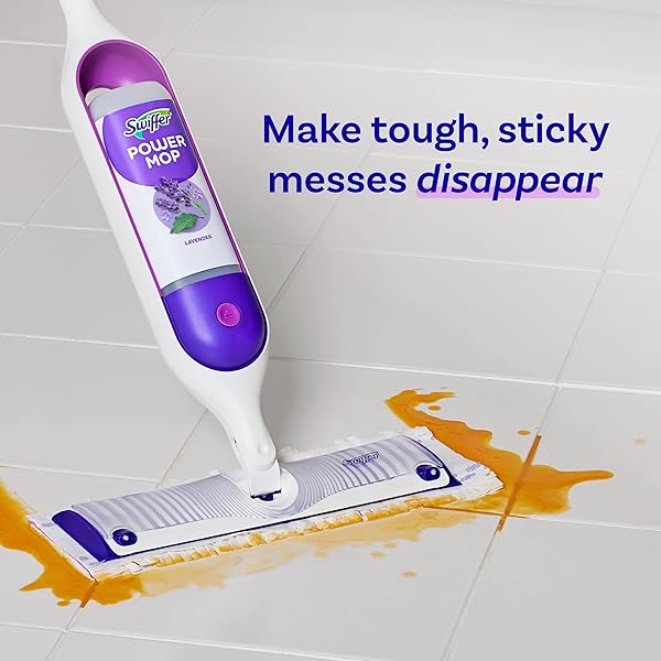 SWIFFER POWER MOP REFILL SOLUTION, FLOOR CLEANER FOR MOPPING TILE, VINYL, LAMINATE, WOOD IN HOME, BATHROOM, KITCHEN, ALL PURPOSE MULTI-SURFACE SOLUTION FOR FLOOR CLEANING, LAVENDER SCENT, 50.6OZ