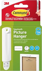 Command Sawtooth Picture Hanger Kit with Adhesive Strips 1.8kg White 75x25