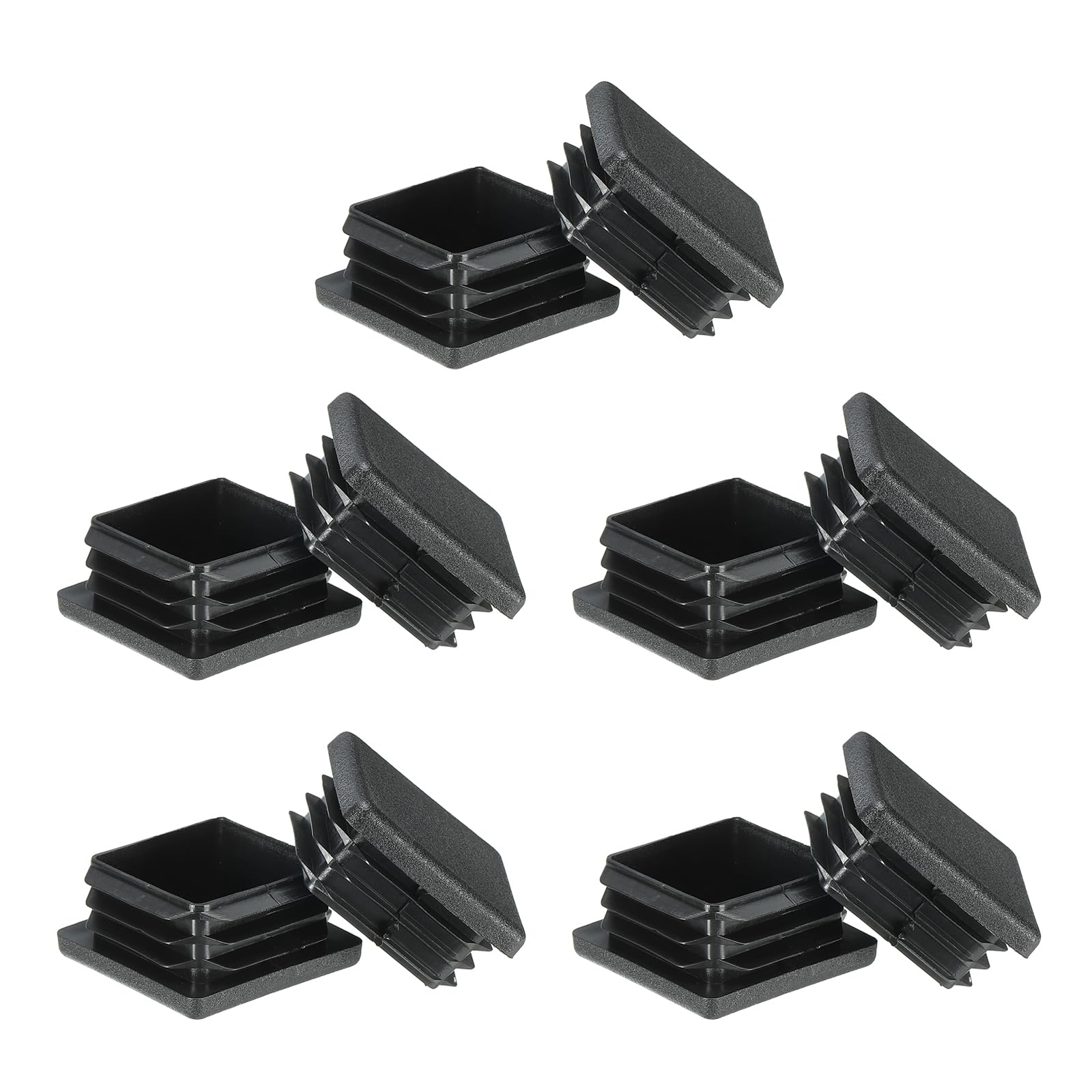 PATIKIL Square Plastic Hole Plugs 1.6inch, 10 Pack Tubing Insert End Cap for Square Metal Tubing Furniture Chair Leg Fence Post Pipe, Black
