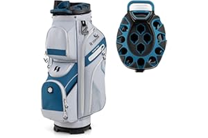 ULTIMATE 14-Way Golf Cart Bag, Golf Bag w/Molded Lock Top & Full Length Dividers, Portable Golf Club Bag w/11 Pockets, Cooler