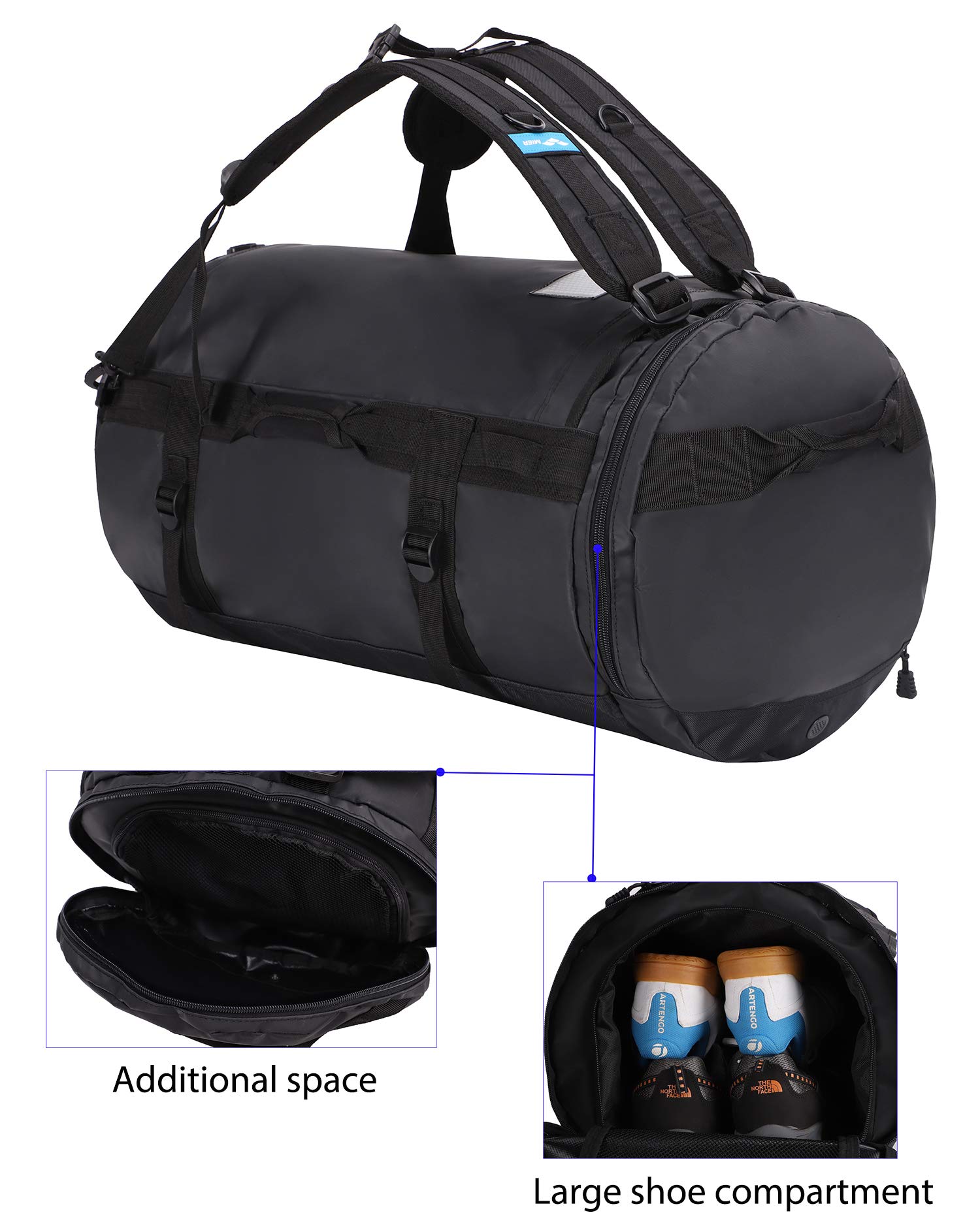 MIER Large Duffel Backpack Sports Gym Bag with Shoe Compartment, Heavy ...