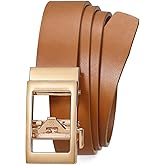JASGOOD Women Ratchet Leather Belt for Jeans Pants Dress with Gold Sliding Automatic Buckle Ladies Waist Belt,Width 1.2"