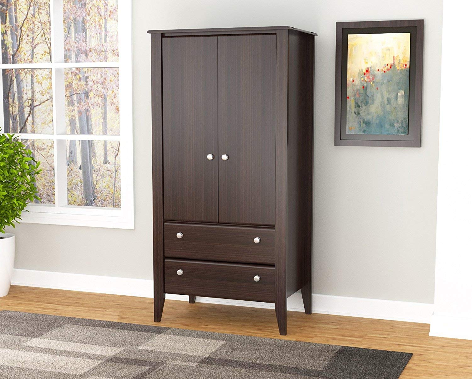 Inval Espresso Wengue Wood Two Door and Drawer Armoire