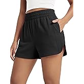 ODODOS Women's Sweat Shorts Cotton French Terry Curved Hem Workout Casual Relaxed Lounge Shorts with Pockets