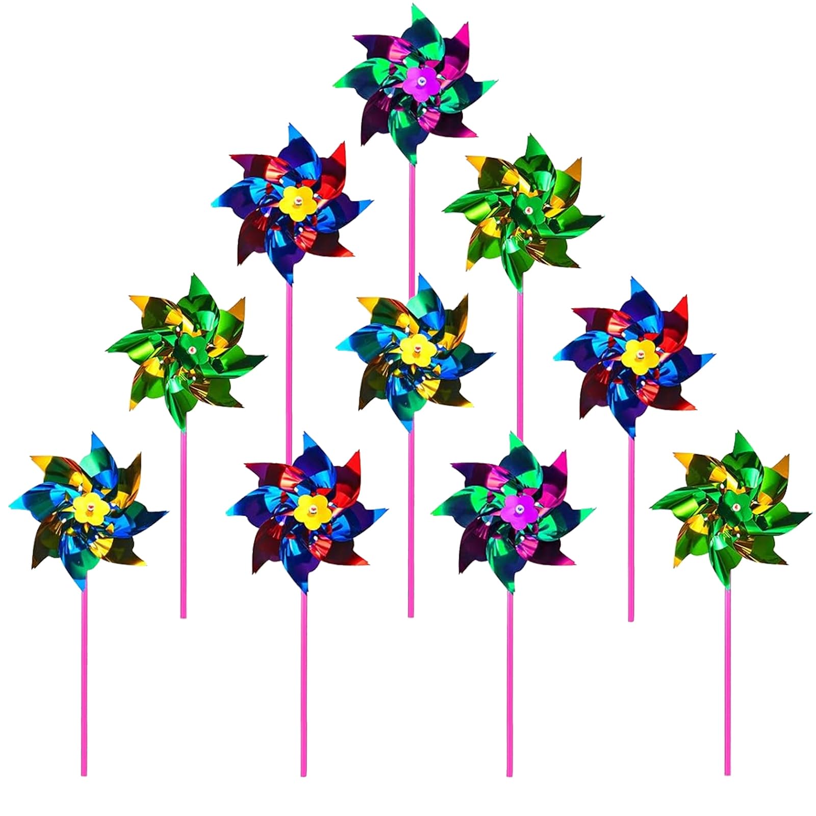 YFHUVB 40 PCS Foil Rainbow Pinwheel, Plastic Windmills for Garden Lawn Garden DIY Windmill, Windmill Bird Scarer Sparkly Reflective Pinwheels for Party Pinwheels Party Favor