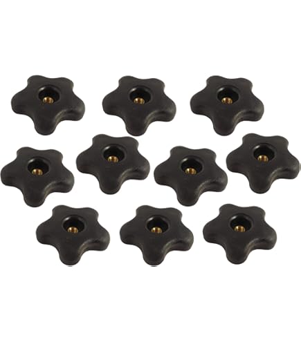 Snap Lock Star Knobs - 1.75 Inch Black PP Knobs With 5/16 Inch Hex Hole (Pack Of 10)