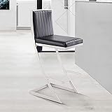 Armen Living Marc Modern Black Faux Leather and