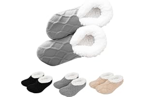 Slipper Socks for Women Fuzzy Socks Non Slip Home with Soft Fluffy Lining Knitted Warm Winter Bed Socks