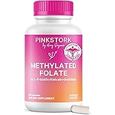 Pink Stork Folate: Methyl Folate - MTHFR Acid, Natural Form of Folic Acid for Pregnancy, Formulated for Mom + Baby, Women-Owned, 60 Capsules (Packaging May Vary)