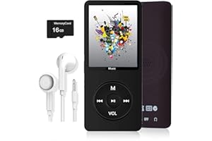 DYZERYK MP3 Player, Music Player with 16GB Micro SD Card, Build-in Speaker/Photo/Video Play/FM Radio/Voice Recorder/E-Book Reader, Supports up to 128GB