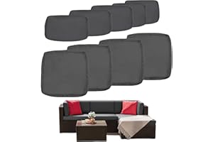 PROHIKER Patio Cushion Cover Replacement 9 Pack Outdoor Sofa Cushion and Pillow Covers Only with Zipper for 5-Piece Outdoor Patio Furniture Conversation Set (Dark gray)