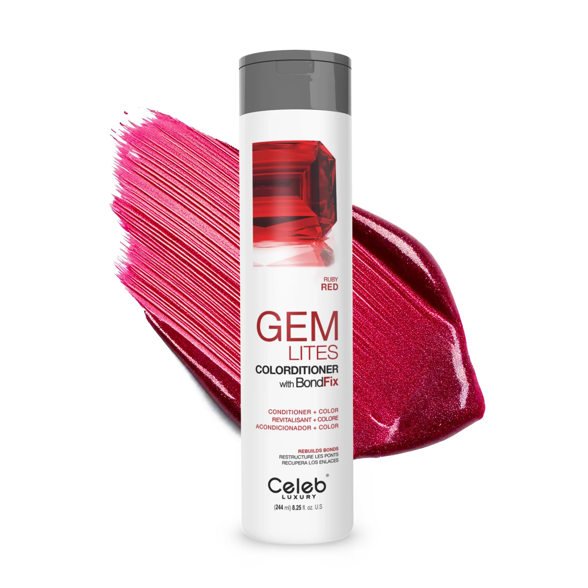 Photo 1 of Celeb Luxury Gem Lites Ruby Red Colorditioner, Color Depositing Conditioner with Bondfix Bond Rebuilder, Semi Permanent Hair Colour Glaze, Maintains and Refreshes Red and Deep Red Tones