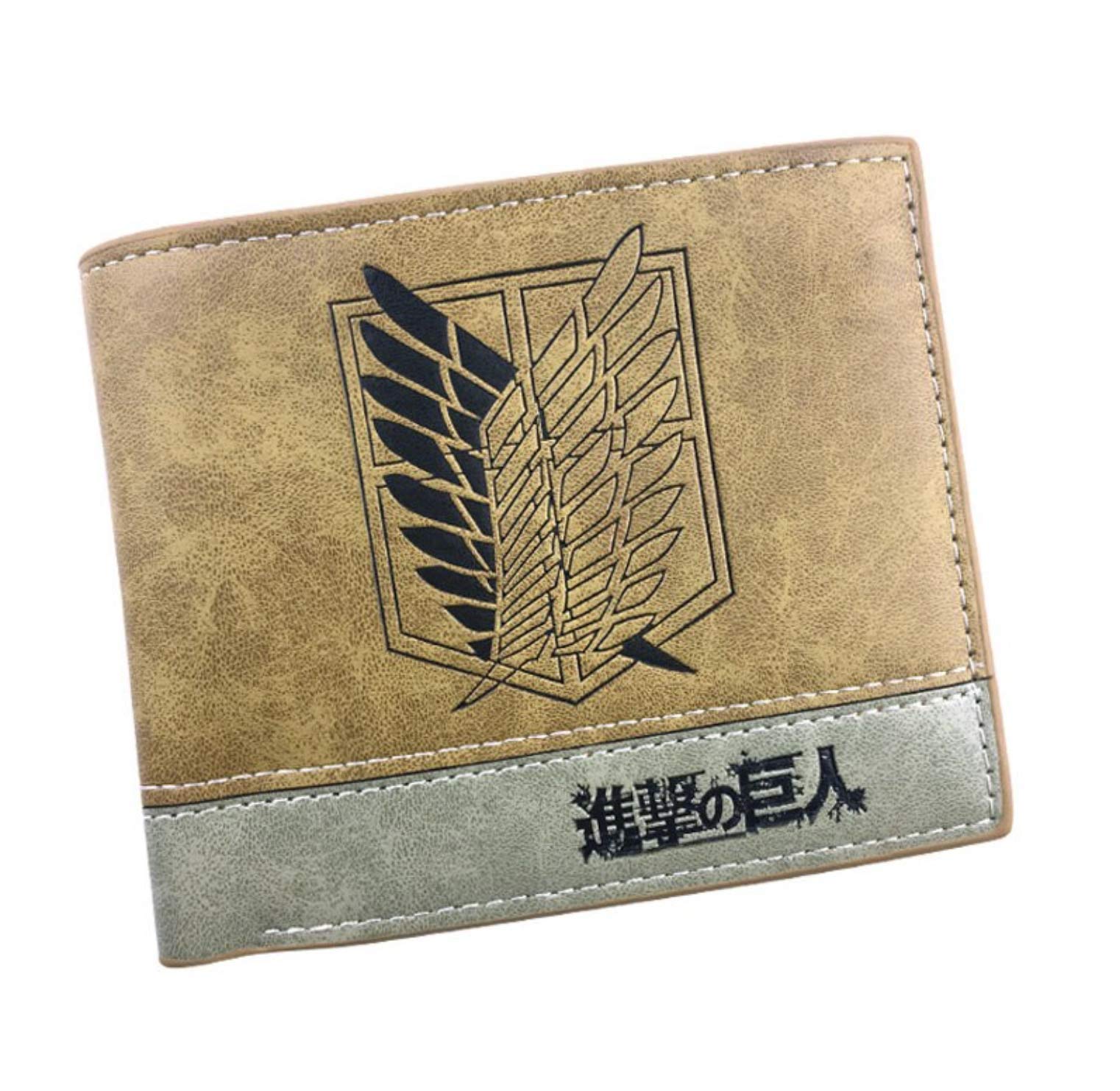 GUGUBU Attack on Titan Shingeki no Kyojin PU Leather Bi-Fold Wallet Cosplay Beige Purse