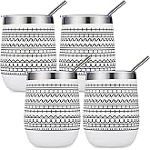 Geiserailie 4 Pcs 12 oz Funny Message Coffee Mug Birthday White Elephant Gifts Stainless Steel Insulated Tumblers Wine Cup Gag Gift for for Employee Appreciation Coworkers Friends Father (White)