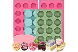 Cake Puck Mold Set,2 Different Sizes Chocolate Covered Cake Silicone Molds, 24-Cavity and 12-Cavity Round Cake Pop Molds with