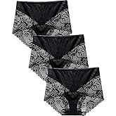 BLKDOTS Women's High Waisted Brief Lace Panties, French Hipster underwear