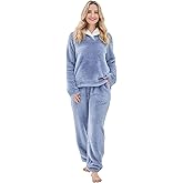 PJGGZ Fluffy Womens Pajama Sets, Pjs with Pants Winter Fuzzy Pajamas Fleece Soft Cozy Warm Ladies Loungewear